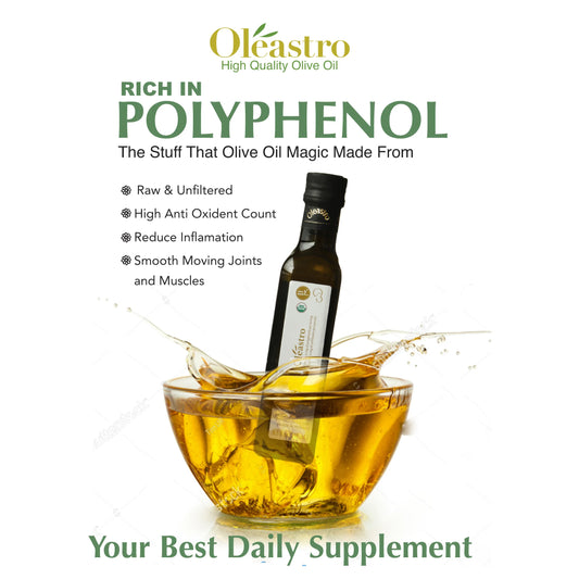 Highest Polyphenol Olive Oil - 250ML Koroneiki Organic Olive Oil by Oleastro Olive Park (Cyprus)